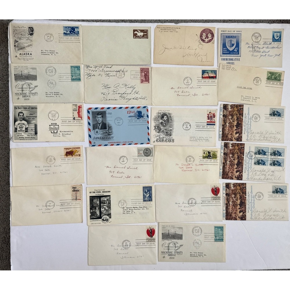 US stamp early FDC first day cover collection LOT 22 Pc As Pictured Old1950-1960